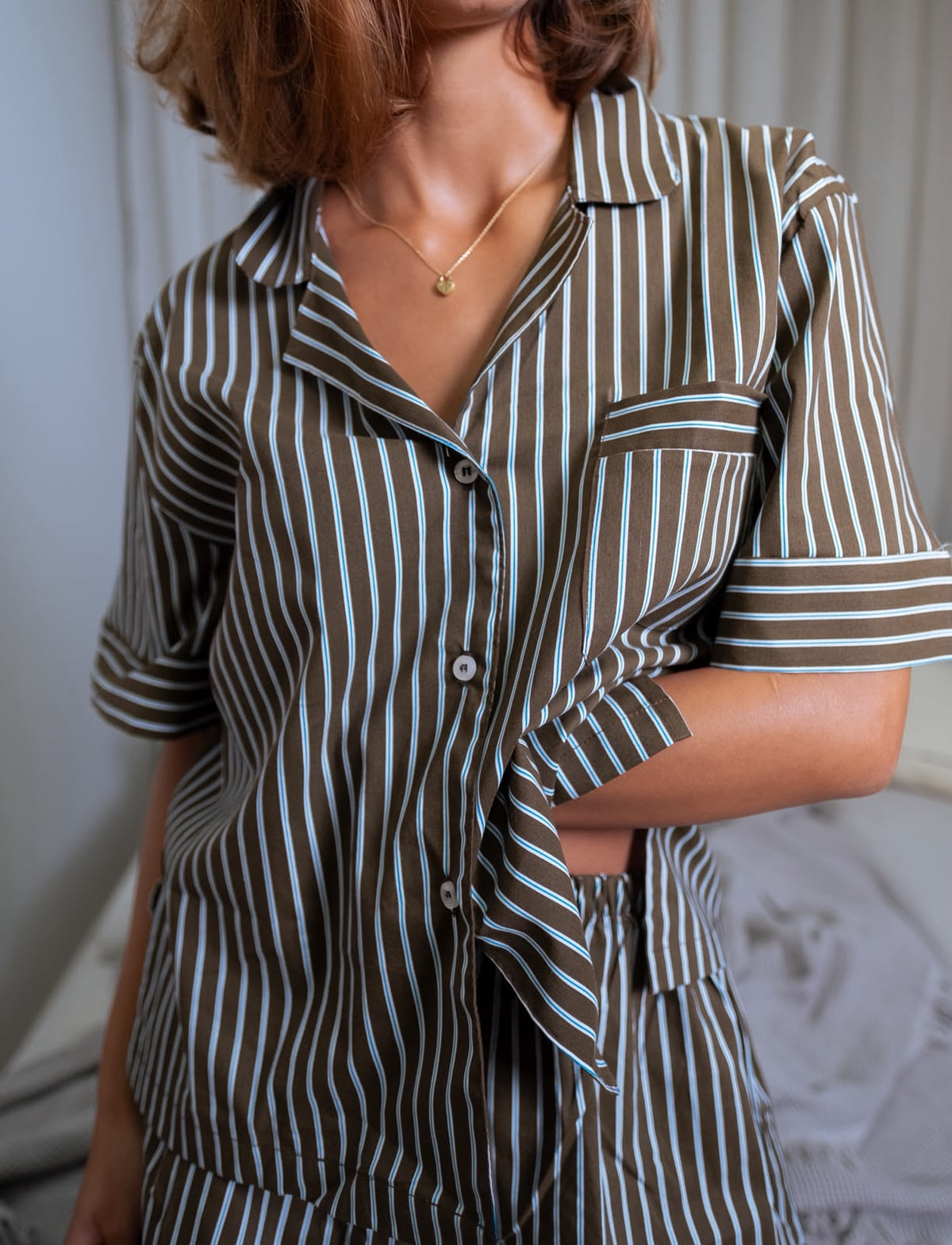 Mocha Stripe PJ Set 🎀